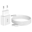 IVON AD-35 2 in 1 18W QC3.0 USB Port Travel Charger + 1m USB to USB-C / Type-C Data Cable Set, EU Plug(White) - 1