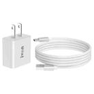 IVON AD-35 2 in 1 18W QC3.0 USB Port Travel Charger + 1m USB to USB-C / Type-C Data Cable Set, US Plug(White) - 1