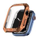 Rhombus Belt Drill + Tempered Film Integrated Case For Apple Watch Series 9 / 8 / 7 41mm(Rose Gold) - 1