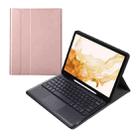 A800B-A Split Bluetooth Keyboard Leather Case with Holder & Pen Slot & Touchpad For Samsung Galaxy Tab S8+ X800(Rose Gold) - 1