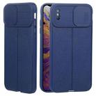 For iPhone XS Max Litchi Texture Sliding Camshield TPU Protective Phone Case(Blue) - 1