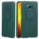 For Xiaomi Poco X3 Litchi Texture Sliding Camshield TPU Protective Phone Case(Dark Green) - 1