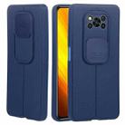 For Xiaomi Poco X3 Litchi Texture Sliding Camshield TPU Protective Phone Case(Blue) - 1