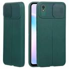 For Xiaomi Redmi 9A Litchi Texture Sliding Camshield TPU Protective Phone Case(Dark Green) - 1