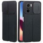 For Xiaomi Redmi K40 Litchi Texture Sliding Camshield TPU Protective Phone Case(Black) - 1