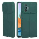 For Xiaomi Redmi Note 10 Pro 4G Litchi Texture Sliding Camshield TPU Protective Phone Case(Dark Green) - 1