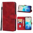 Leather Phone Case For vivo Y10(Red) - 1