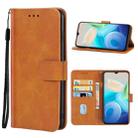 Leather Phone Case For vivo Y10(Brown) - 1