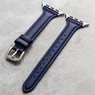 Genuine Leather Watch Band For Apple Watch Ultra 49mm&Watch Ultra 2 49mm / Series 9&8&7 45mm / SE 3&SE 2&6&SE&5&4 44mm / 3&2&1 42mm(Dark Blue) - 1