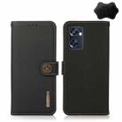 For OPPO Reno7 SE 5G KHAZNEH Custer Genuine Leather RFID Phone Case(Black) - 1