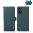 For OPPO Reno7 SE 5G KHAZNEH Custer Genuine Leather RFID Phone Case(Green) - 1