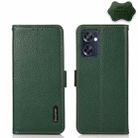 For OPPO Reno7 SE 5G KHAZNEH Side-Magnetic Litchi Genuine Leather RFID Phone Case(Green) - 1