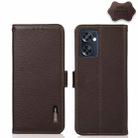 For OPPO Reno7 SE 5G KHAZNEH Side-Magnetic Litchi Genuine Leather RFID Phone Case(Brown) - 1