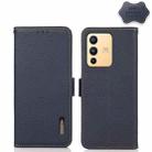 For vivo S12 5G / V23 KHAZNEH Side-Magnetic Litchi Genuine Leather RFID Phone Case(Blue) - 1