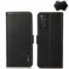 For Xiaomi Redmi Note 11 4G / Note 11S KHAZNEH Side-Magnetic Litchi Genuine Leather RFID Phone Case(Black) - 1