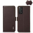 For Xiaomi Redmi Note 11 4G / Note 11S KHAZNEH Side-Magnetic Litchi Genuine Leather RFID Phone Case(Brown) - 1