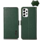 For Samsung Galaxy A23 5G KHAZNEH Side-Magnetic Litchi Genuine Leather RFID Phone Case(Green) - 1