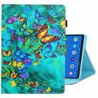 For Samsung Galaxy Tab A8 10.5 2021 Coloured Drawing Stitching Leather Tablet Case(Green Butterfly) - 1