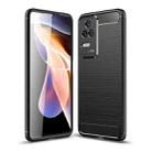 For Xiaomi Redmi K50 Brushed Texture Carbon Fiber TPU Phone Case(Black) - 1