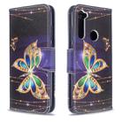 For Xiaomi Redmi Note 8T Colored Drawing Pattern Horizontal Flip Leather Case with Holder & Card Slots & Wallet(Golden Butterfly) - 1