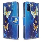 For Galaxy A51 Colored Drawing Pattern Horizontal Flip Leather Case with Holder & Card Slots & Wallet(Blue Butterfly) - 1