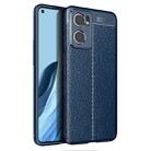 For OPPO Reno7 International Version Litchi Texture TPU Shockproof Phone Case(Navy Blue) - 1