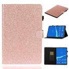 For Samsung Galaxy Tab A8 10.5 2021 Varnish Glitter Powder Leather Tablet Case(Rose Gold) - 1