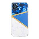 For iPhone 11 Pro Stitching Marble TPU Phone Case (Dark Blue) - 1