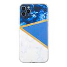 For iPhone 11 Pro Max Stitching Marble TPU Phone Case (Dark Blue) - 1