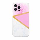 For iPhone 12 Pro Stitching Marble TPU Phone Case(Pink) - 1