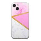 For iPhone 13 Stitching Marble TPU Phone Case(Pink) - 1