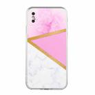 For iPhone X / XS Stitching Marble TPU Phone Case(Pink) - 1