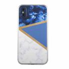 For iPhone X / XS Stitching Marble TPU Phone Case(Dark Blue) - 1