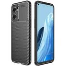 For OPPO Reno7 International Version Carbon Fiber Texture Shockproof TPU Phone Case(Black) - 1