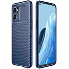 For OPPO Reno7 International Version Carbon Fiber Texture Shockproof TPU Phone Case(Blue) - 1