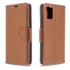 For Galaxy A51 Litchi Texture Pure Color Horizontal Flip PU Leather Case with Holder & Card Slots & Wallet & Lanyard(Brown) - 1