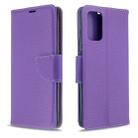 For Galaxy S20+ Litchi Texture Pure Color Horizontal Flip PU Leather Case with Holder & Card Slots & Wallet & Lanyard(Purple) - 1