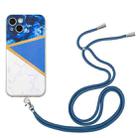 For iPhone 13 mini Lanyard Stitching Marble TPU Case (Dark Blue) - 1