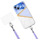 For iPhone 13 Lanyard Stitching Marble TPU Case(Purple) - 3