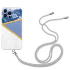 For iPhone 13 Pro Max Lanyard Stitching Marble TPU Case (Grey) - 1