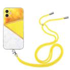 For iPhone 12 Lanyard Stitching Marble TPU Case(Yellow) - 1