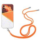 For iPhone 12 Lanyard Stitching Marble TPU Case(Orange) - 1