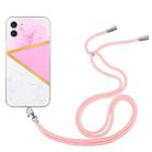 For iPhone 11 Lanyard Stitching Marble TPU Case (Pink Marble) - 1