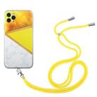 For iPhone 11 Pro Lanyard Stitching Marble TPU Case (Yellow) - 1