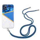 For iPhone 11 Pro Lanyard Stitching Marble TPU Case (Dark Blue) - 1