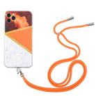 For iPhone 11 Pro Max Lanyard Stitching Marble TPU Case (Orange) - 1