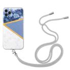 For iPhone 11 Pro Max Lanyard Stitching Marble TPU Case (Grey) - 1