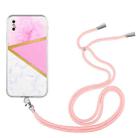 For iPhone X / XS Lanyard Stitching Marble TPU Case(Pink Marble) - 1