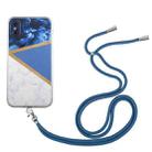 For iPhone X / XS Lanyard Stitching Marble TPU Case(Dark Blue) - 1