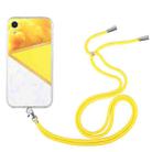 For iPhone XR Lanyard Stitching Marble TPU Case(Yellow) - 1